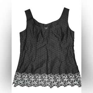 TRIBAL Brand Sleeveless Black Swiss Dot Lace Cotton Top